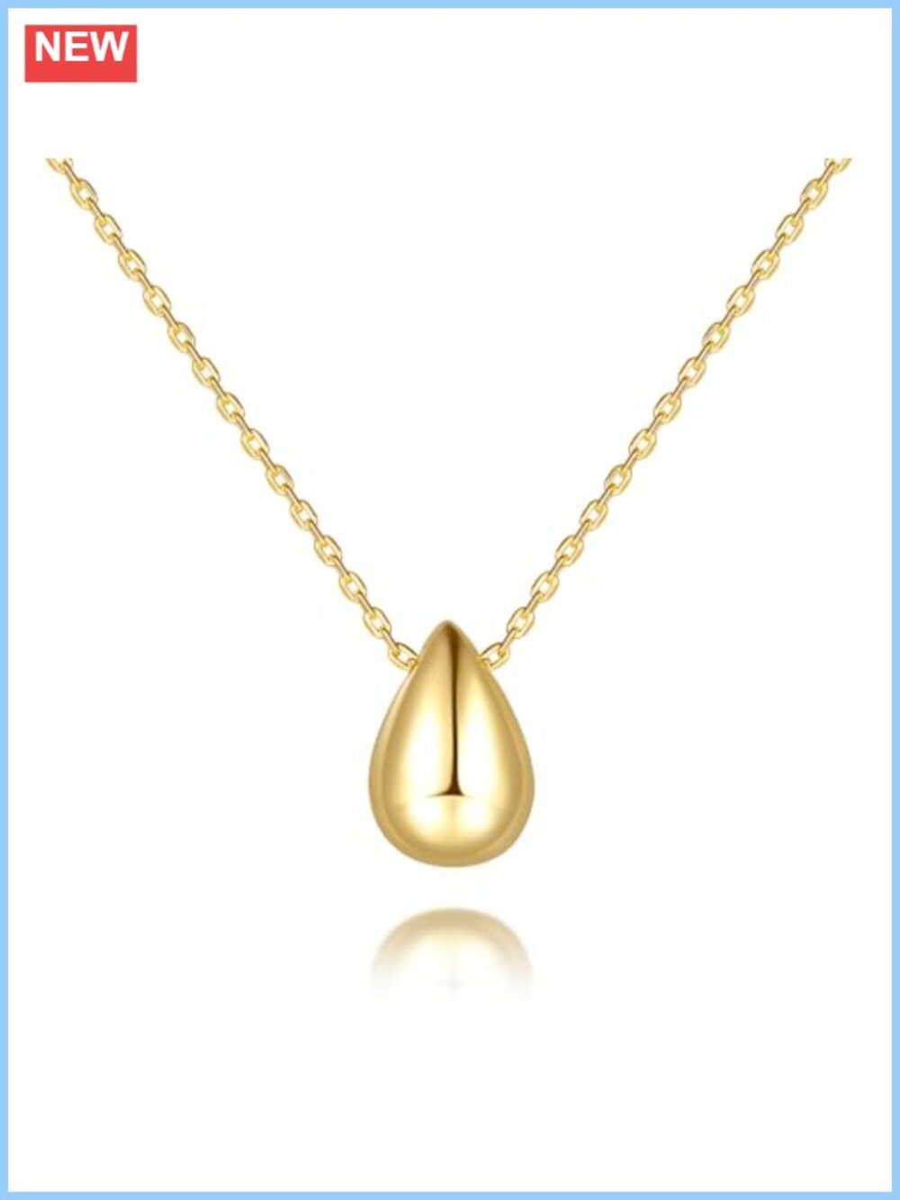 14K Gold Plated Teardrop Pendant Necklace for Women